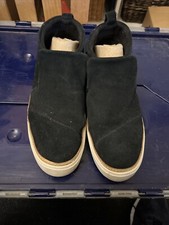 Toms Shoes sz 9 Paxton Casual Slip On Mid Top Sneakers Black Suede Comfy easy