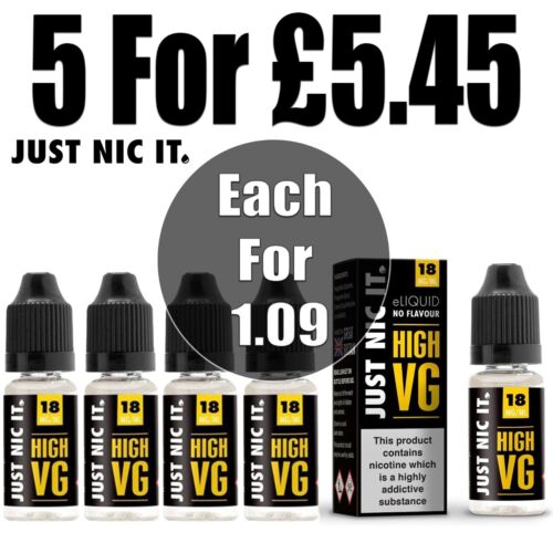 5x 10ml Just Nic It® Nic Shot ELiquid Nicotine ECig Vape Juice 18mg flavorless eBay