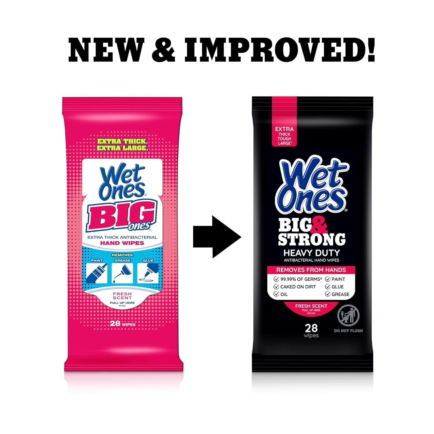 Big & Strong Antibacterial Hand Wipes, Fresh Scent Hand Sanitizer Wipes I Heavy