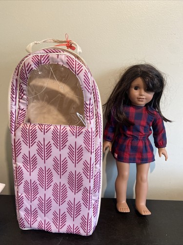 American Girl Doll With Carrier… Brown Hair… Brown Eyes…17”H