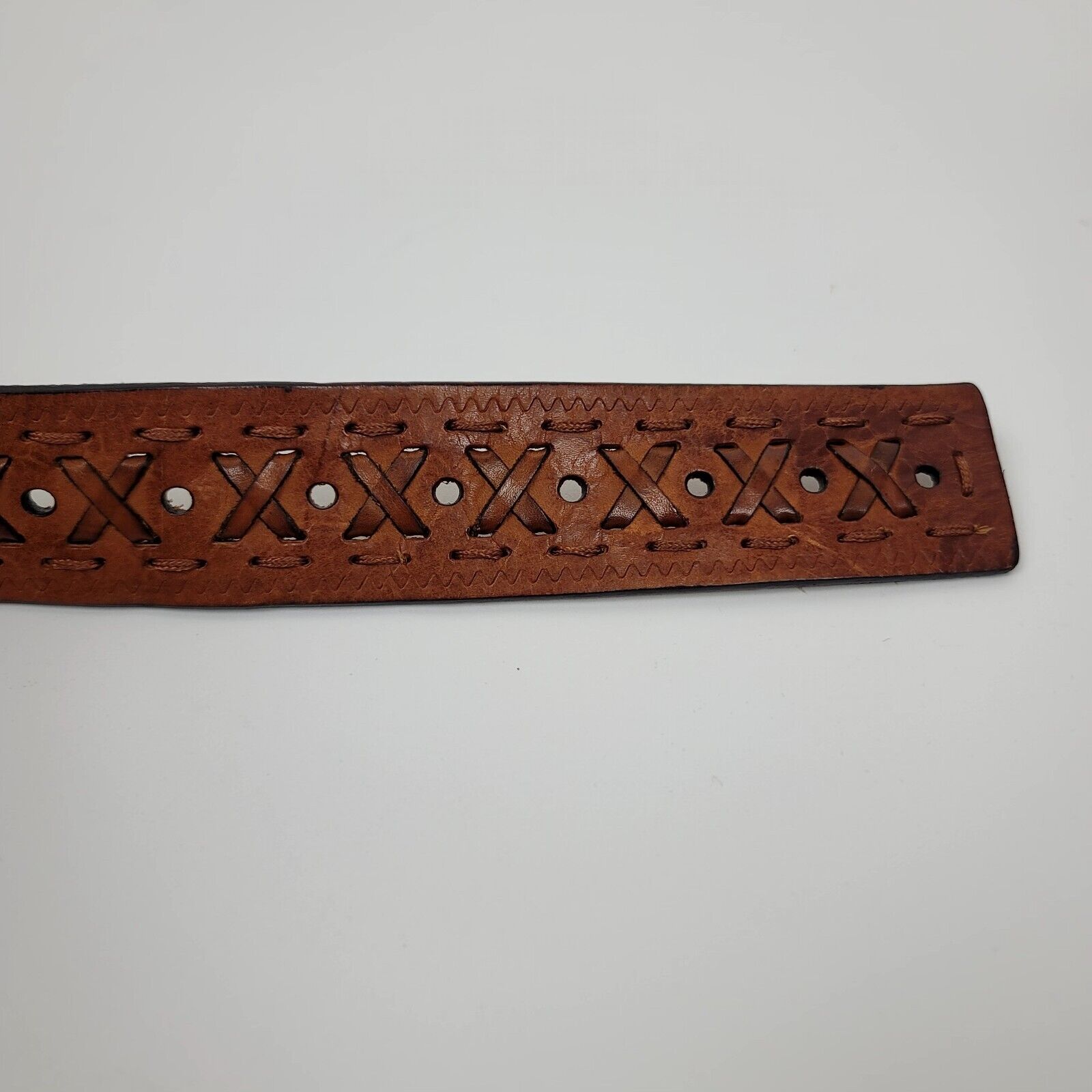 vintage 100% Genuine  Leather belt with buckle si… - image 7