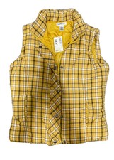 Nwt Harolds Womens Yellow Plaid Puffer Vest Size S Retail $98.00