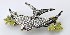 Kirks Folly Paved Bird Of Paradise Hair Barrette Antique Silvertone