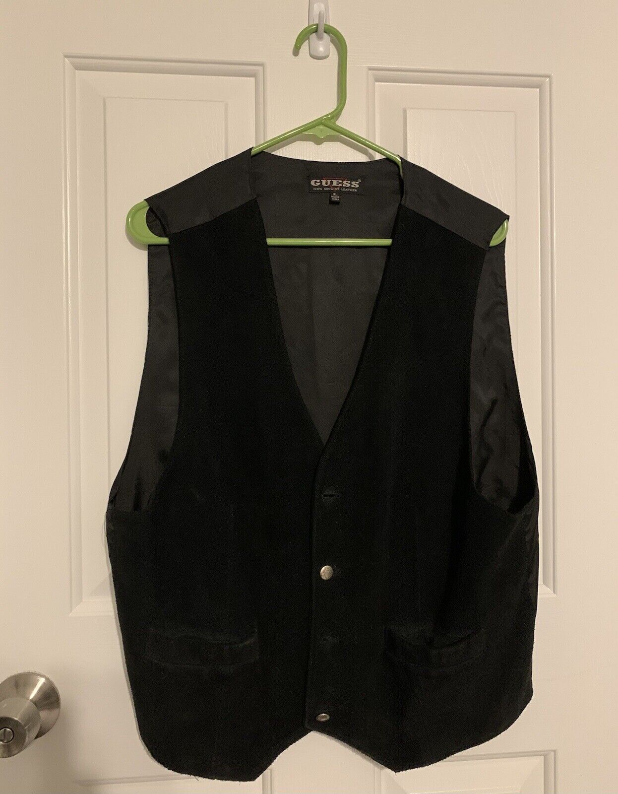 Vintage 1992 Men's GUESS Genuine Leather Vest Size XL (Missing 