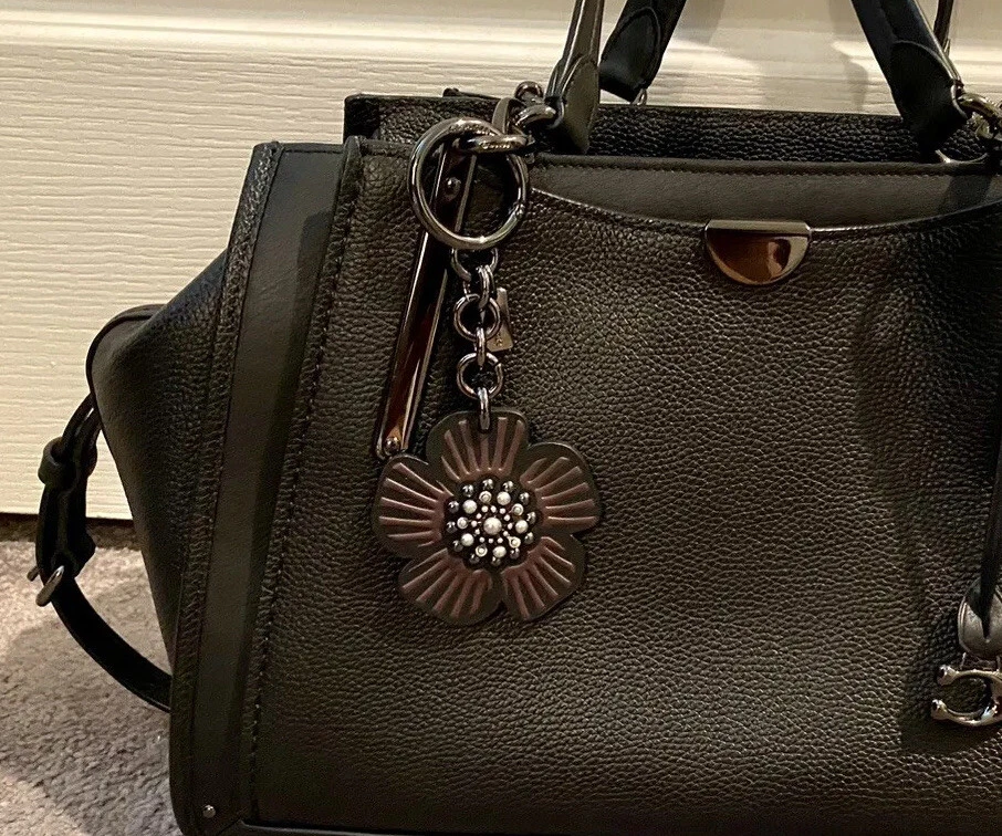 NWT Coach Tea Rose Bag Charm Black