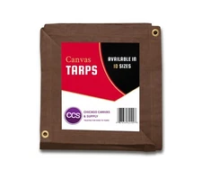 Chicago Canvas & Supply 10' x 12' Cut Size BROWN 16 oz Heavy Duty Canvas Tarp