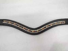 Designer Gorgeous 3 Row Crystal Horse Leather Browband For Bridle.
