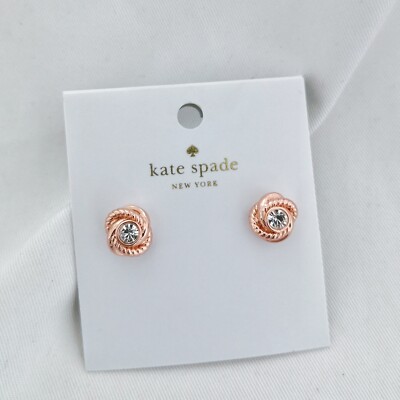 NWT KATE SPADE Infinity & Beyond Knot Studs w/ dust bag Rose Gold O0RU2788