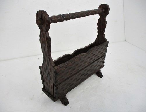 Porta riviste in legno spagnolo vintage porta giornali - Foto 2 di 7