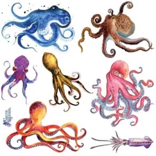 Violette Stickers Colorful Octopus Crafts Planner Supply Scrapbook Ocean Life