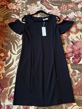 NWT Sabrina Diamanti Made In Italy Black Stretch Cold Shoulder V-Neck Dress XL