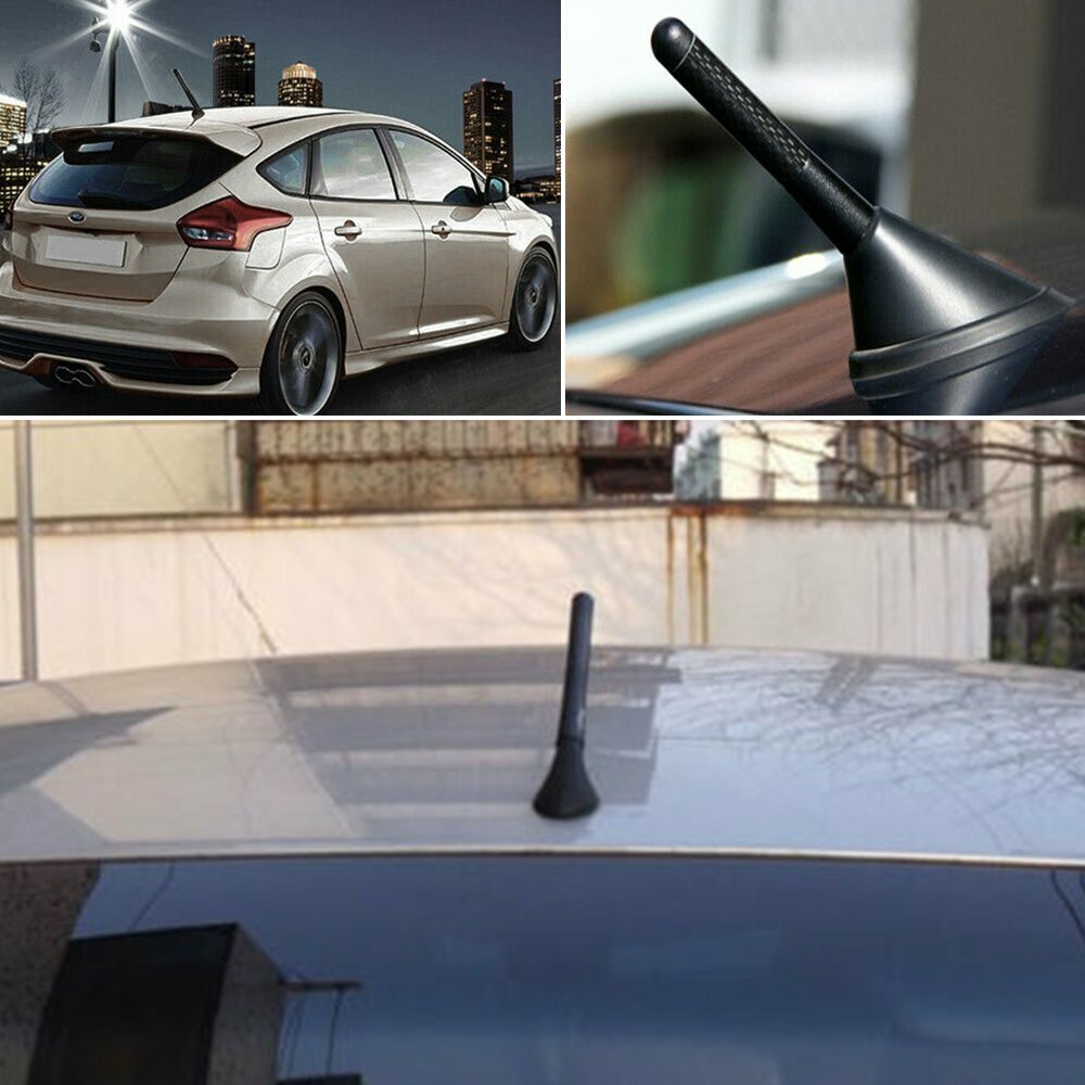 AUXITO Part Universal 3" 76mm Black Carbon Fiber Aluminum Car Short Antenna