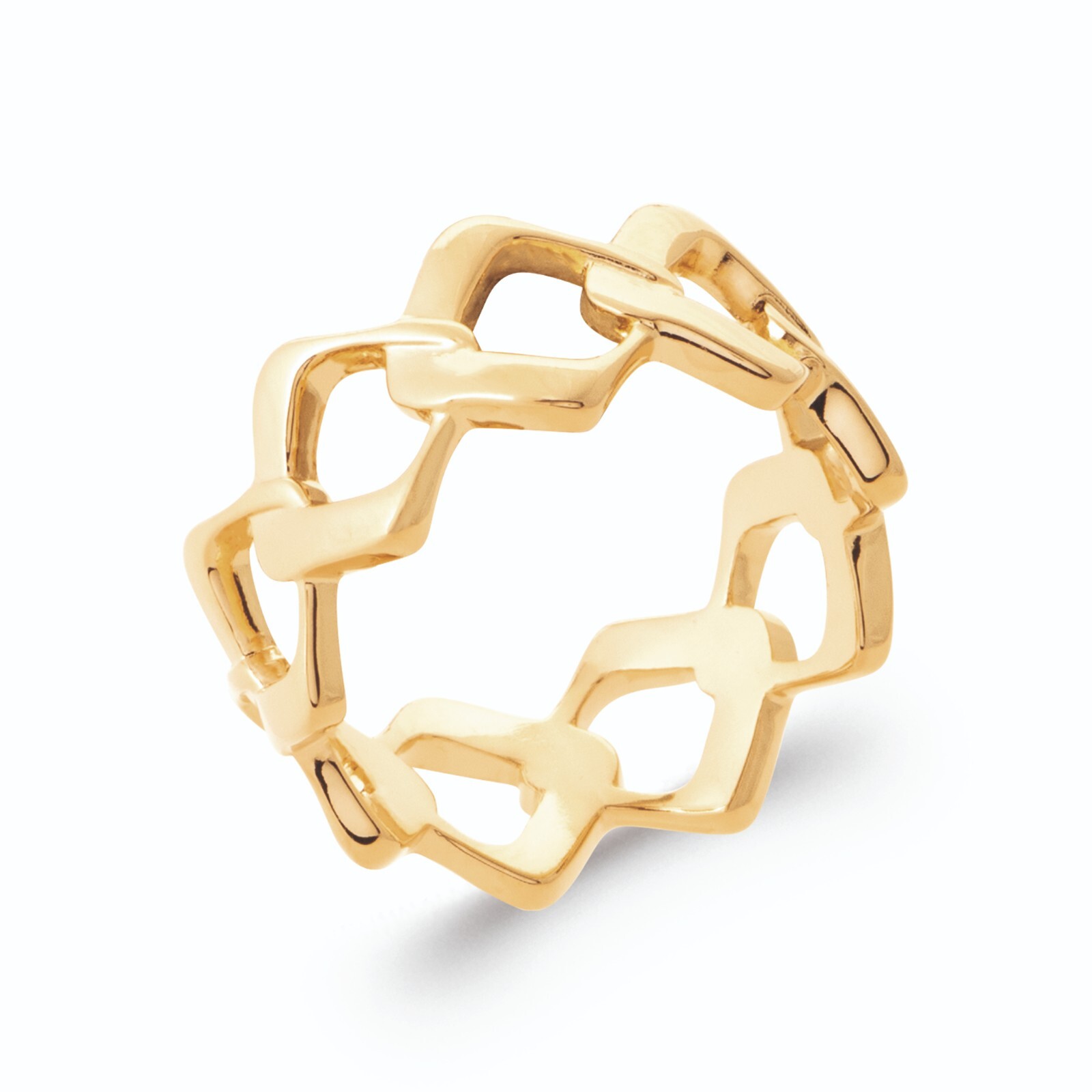Bague plaqué or 18 carats résistante à l'eau motif losanges géométriques