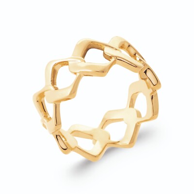 Bague en Plaqué Or 18 carats - Anneau Ajouré Motif Losanges Entrelacés