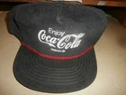 Vintage Enjoy Coca Cola Coke Black Corduroy Trucker Hat Cap USA