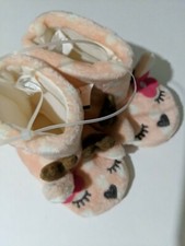 Girls Furry Pink Reindeer Boot Slippers Size L 4-5T Months NWT