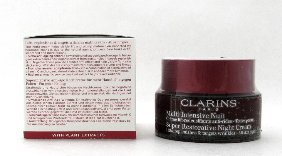 Crema de Noche Clarins Super Restauradora Todo Tipo de Piel 50 ml./ 1,7 oz. Nuevo Foto 4 de 4