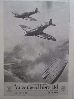 1/1947 PUB VULCANISED FIBRE FUEL TANKS BRITISH FIGHTER AIRCRAFT ORIGINAL AD