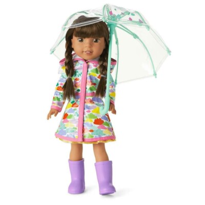 American Girl Wellie Wishers RAINY DAY OUTFIT and UMBRELLA