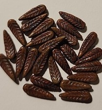 5x17mm Bird Feather Drop 25 beads Pressed Czech Glass - Chocolat Color