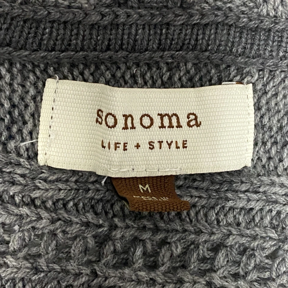 Sonoma Women Cable Knit Hooded Cardigan Size M Gray - Image 4 of 4