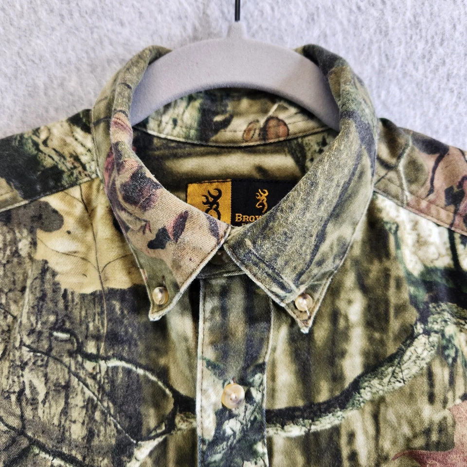 Browning Camo Shirt Mens Medium Wasatch Breakup Infinity Mossy Oak Flap Pockets - Image 2 of 4