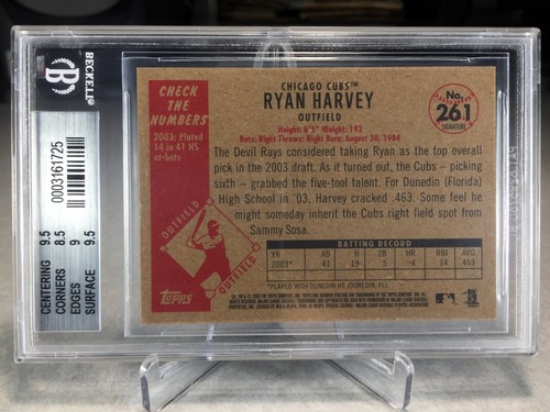 2003 Bowman Heritage Ryan Harvey Rookie #261 - BGS 9 - Chicago Cubs - Picture 2 of 3