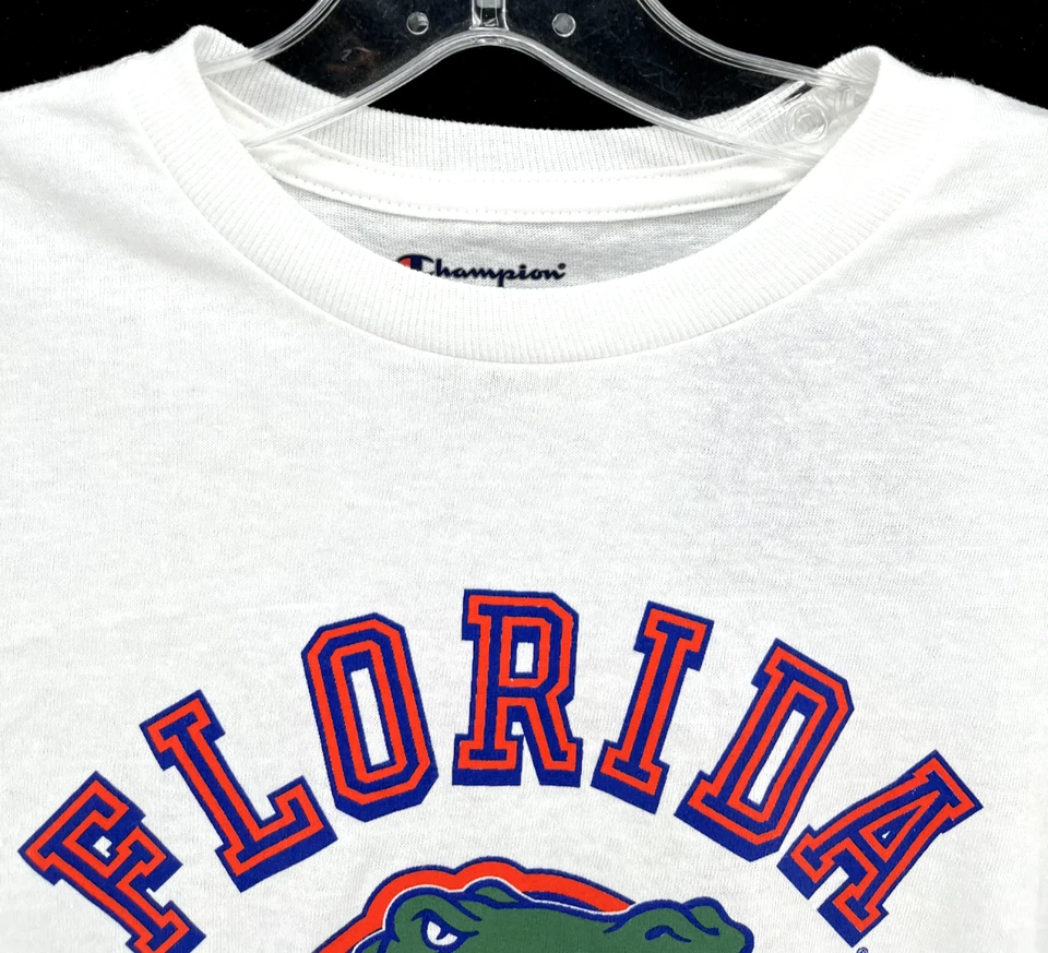 NUEVA Camisa University of Florida UF Gators Champion Blanca LS Cuello Redondo Juvenil 7-8 Foto 3 de 4