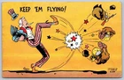 DS1/ Patriotic Postcard c1940s Uncle Sam WWII Anti-Japan Keep 'Em Flying 122