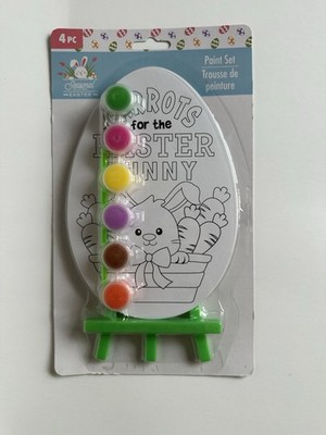 Seasonal Collection Easter Kids Paint Set Brush Easel 6 Paint Colors