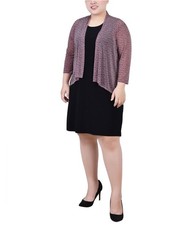 NY Collection Womens Featued Peasant High-Low Dress, Black, Plus Size, 1X