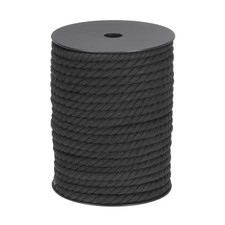 Cotton Rope 3 Strand Twisted Braided Rope Black 8mm Diameter