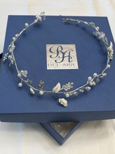Bel Aire Bridal Hair Vine 16 Silver Crystal Pearl Wedding Headpiece New