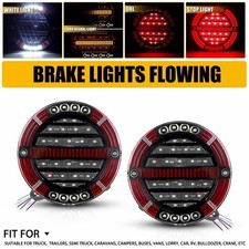 5.5 Round Redamber Led Truck Trailer Bus Brake Stop Turn Signal Tail Light Drl