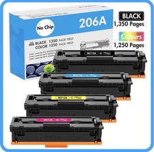 206A W2110A Toner Cartridge HP LaserJet MFPM282nw M283fdw M283cdw 4-Pack No Chip