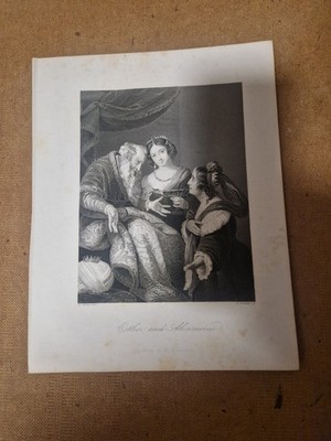 Kupferstich Andrew Duncan 1850 Esther vor Ahasverus Bernardo Strozzi 21.5x19