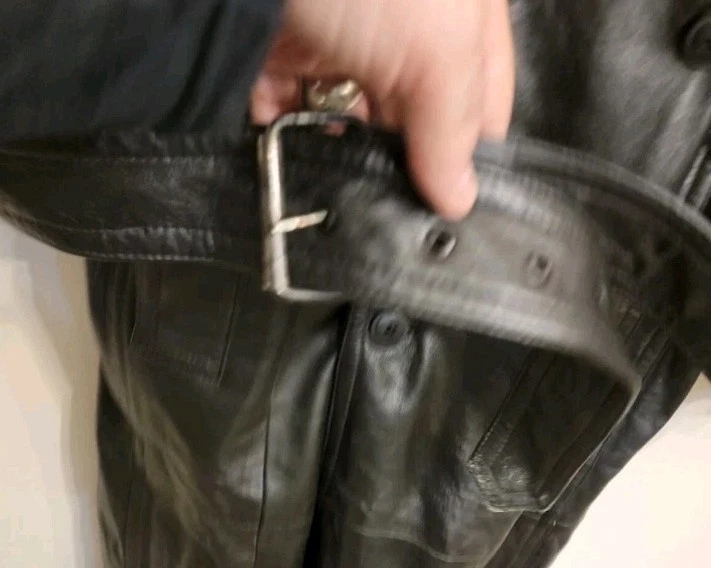 Abrigo Hipster Trench Largo de Cuero Negro NIMBUS, William Barry Años 70 De Colección, Hombres Talla 40 Foto 4 de 4