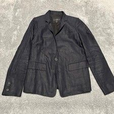 J Crew Regent Blazer Womens 8 Navy Blue Linen B8430 1 Button Suit Jacket Coat