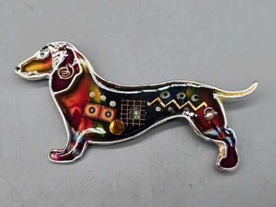 Vintage Yossi Steinberg Dachshund Brooch Pin Dog