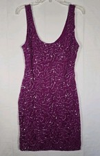 Lily Rose Sequin Mini Dress Sleeveless Purple Black Scoop Neck S