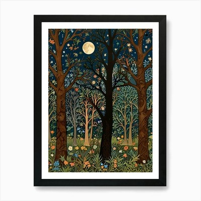 William Morris Moonlight In The For Gerahmtes Wandbild Poster Leinwanddruck Bild
