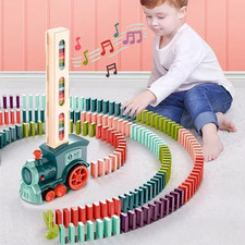 Domino Train Automatic Laying Car Colorful Blocks Educational Toy for Kids