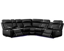 GOOEEN Power Reclining Sofa Black Faux Leather Living Room Set Bluetooth Speaker