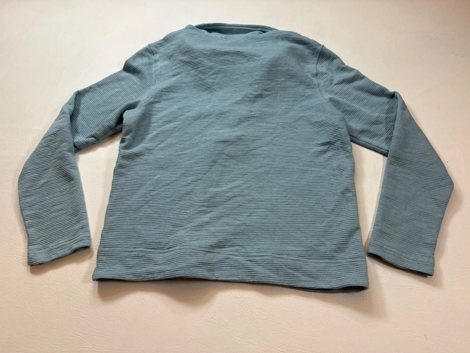 Pullover tejido gofre de algodón orgánico Orvis XS azul manga larga (bin GG156) Foto 2 de 4