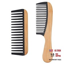 2 Pcs Bamboo Wide Tooth Comb Set - Wooden Wide Tooth Comb for Women, Anti