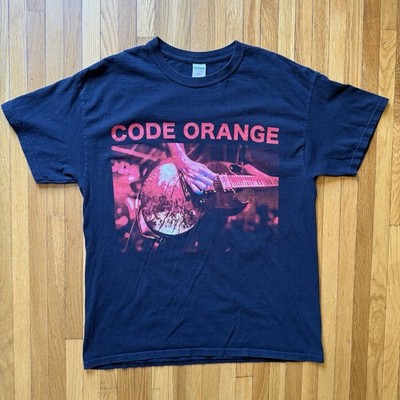 Vintage Gildan Heavy Cotton Code Orange Band Graphic Print Black T-Shirt Men's L