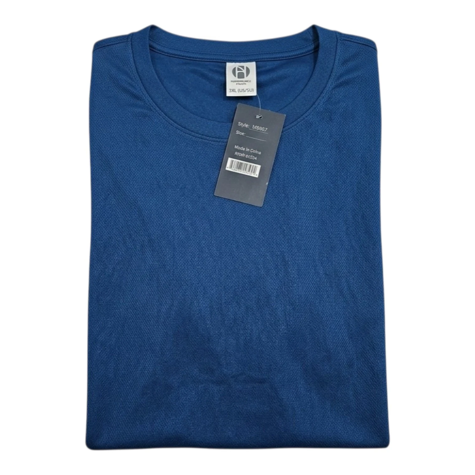 Men's Performance Stretch Long Sleeve Round Neck Jersey T Shirt US 3XL Blue NWT