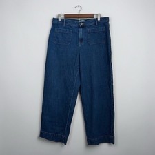 Loft Women s High Rise Blue Cotton Wide Legt ...