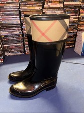 Burberry Wellington Check Rubber Rain Boots In Grey Size 27 EU / 6.5 US