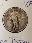 Nice 1925p Standing Liberty Quarter In Solid VF. Great Details And Patina.  Has